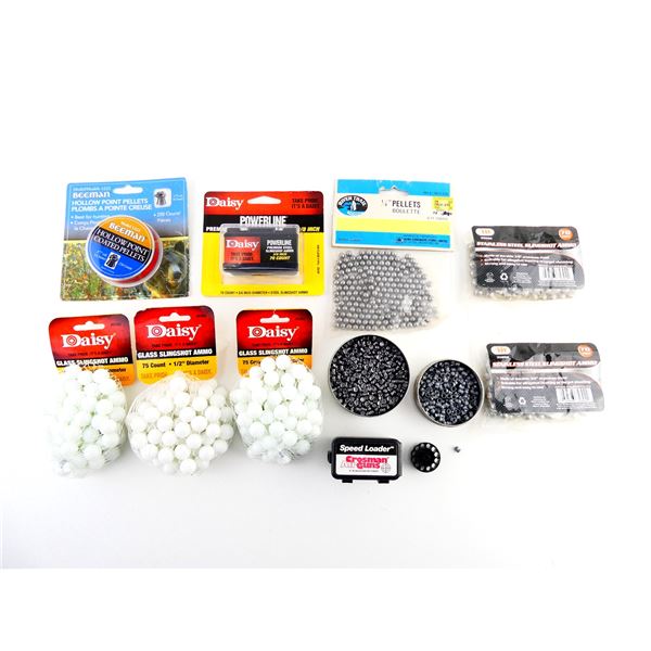 ASSORTED .177 CALIBER PELLETS AND ASSORTED SLINGSHOT AMMO LOT