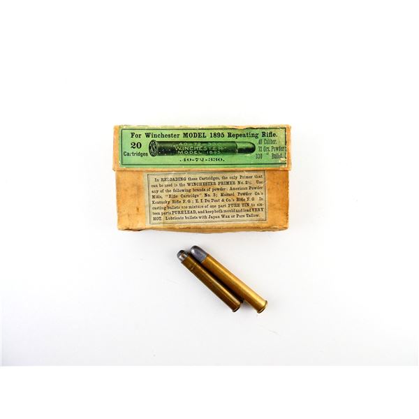COLLECTIBLE ASSORTED .40-72 W.C.F. AMMO AND NON-PRIMED BRASS CASES LOT