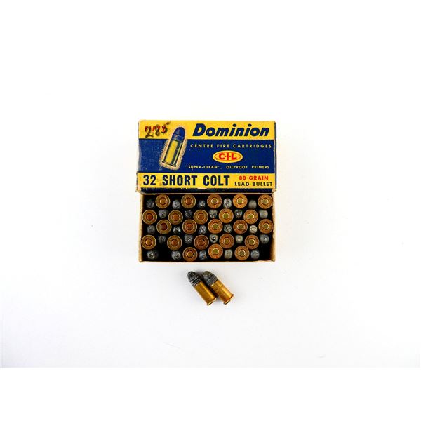 COLLECTIBLE ASSORTED DOMINION .32 SHORT COLT AMMO LOT