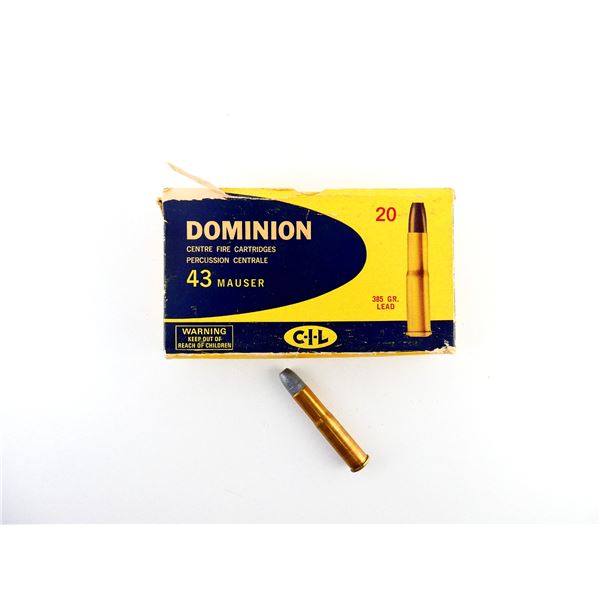 COLLECTIBLE DOMINION .43 MAUSER AMMO LOT