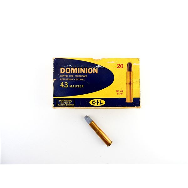 COLLECTIBLE DOMINION .43 MAUSER AMMO LOT