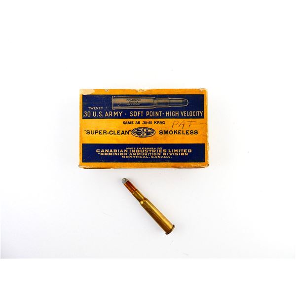 COLLECTIBLE ASSORTED DOMINION .30 U.S. ARMY AMMO LOT