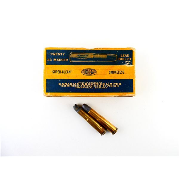 COLLECTIBLE ASSORTED DOMINION .43 MAUSER AMMO LOT