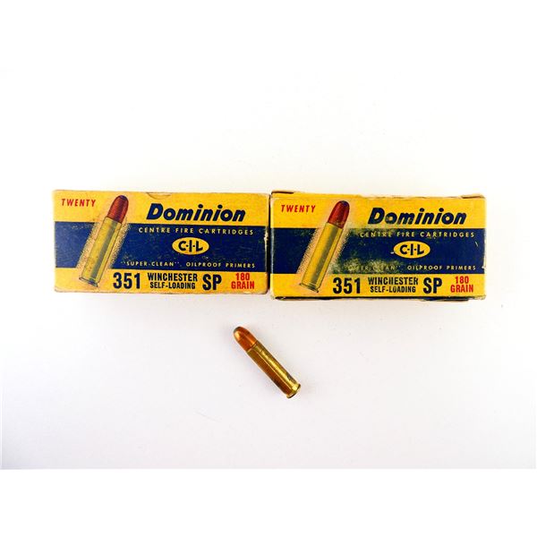 COLLECTIBLE DOMINION .351 WIN SELF-LOADING AMMO LOT