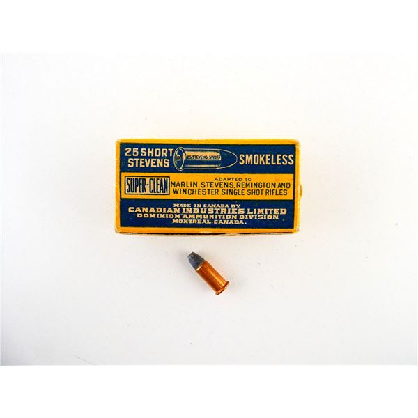 COLLECTIBLE DOMINION .25 SHORT STEVENS RF AMMO LOT