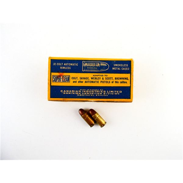 COLLECTIBLE ASSORTED DOMINION .32 COLT AUTO CF AMMO LOT