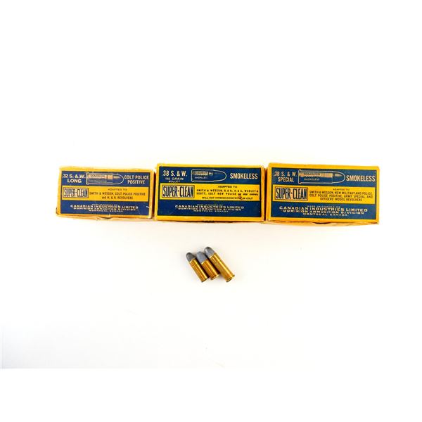 COLLECTIBLE ASSORTED DOMINION .32 S&W LONG / .38 S&W CF AND .38 S&W SPL AMMO LOT