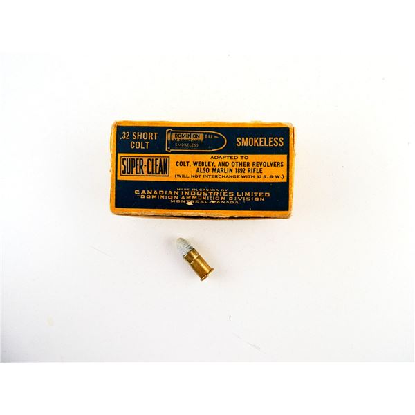 COLLECTIBLE DOMINION .32 SHORT COLT CF  AMMO LOT
