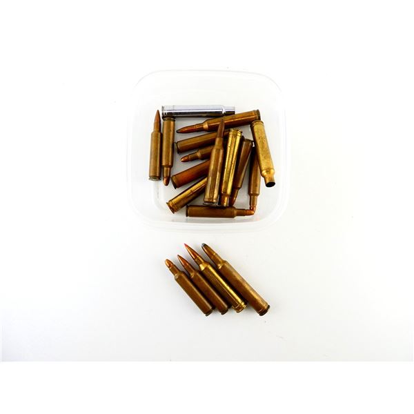 RELOADED ASSORTED AMMO AND NON-PRIMED CASES LOT