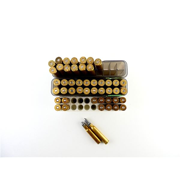 RELOADED ASSORTED AMMO AND PRIMED / NON-PRIMED BRASS CASES LOT