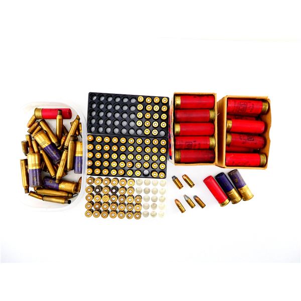 RELOADED ASSORTED AMMO AND NON-PRIMED BRASS CASES LOT