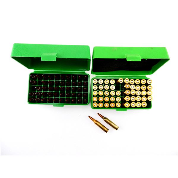 RELOADED ASSORTED .243 WIN AMMO AND NON-PRIMED BRASS CASES LOT