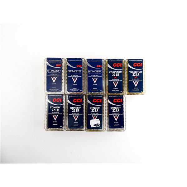 ASSORTED CCI STINGER / STINGER HYPERVELOCITY AND VELOCITOR .22 LR AMMO LOT