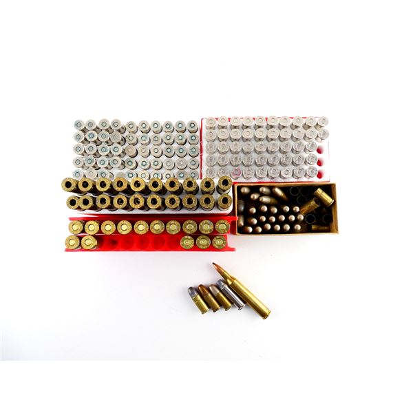 ASSORTED AMMO AND NON-PRIMED BRASS / NICKEL CASES LOT