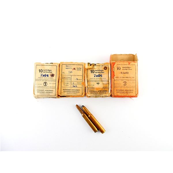 ASSORTED POVAZSKE STROJARNE 7X64MM AND 9.3X62MM AMMO LOT