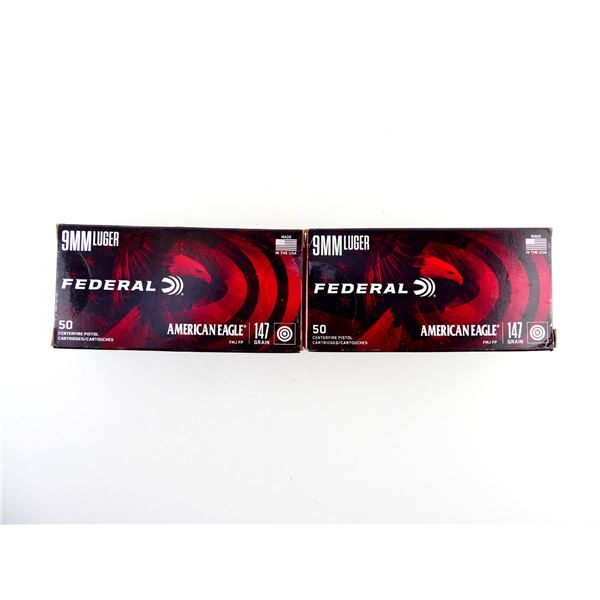 FEDERAL AMERICAN EAGLE 9MM LUGER AMMO LOT