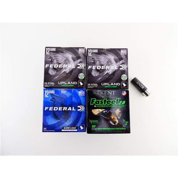 ASSORTED FEDERAL AND KENT 12 GAUGE 2 3/4" / 3" SHOT SHELL AMMO LOT