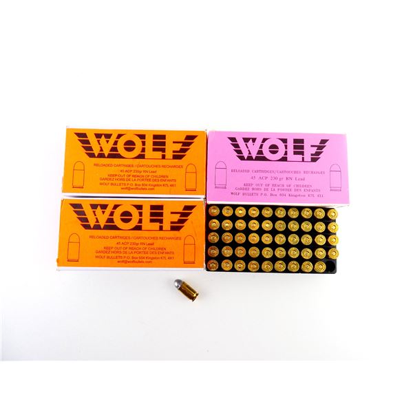 WOLF FACTORY RELOADED .45 ACP AMMO LOT