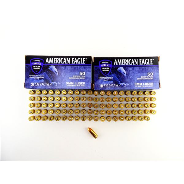 FEDERAL AMERICAN EAGLE 9MM LUGER AMMO LOT