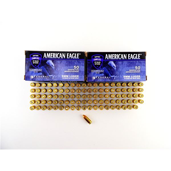 FEDERAL AMERICAN EAGLE 9MM LUGER AMMO LOT
