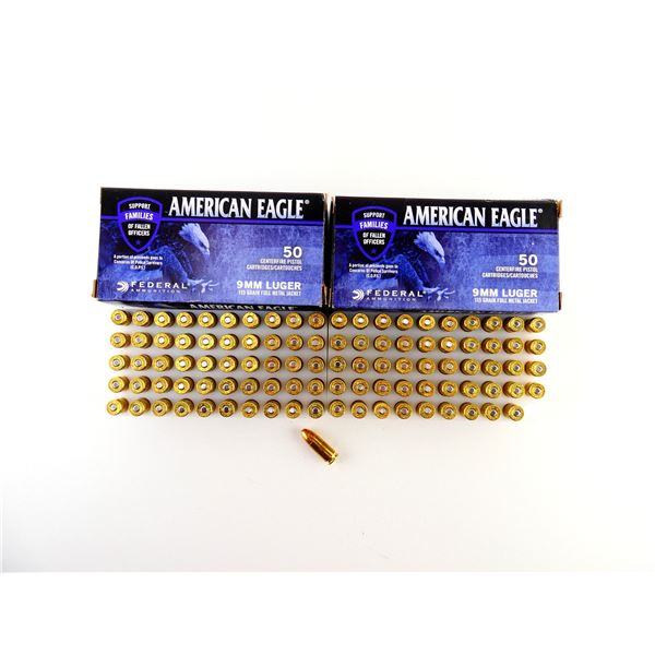 FEDERAL AMERICAN EAGLE 9MM LUGER AMMO LOT