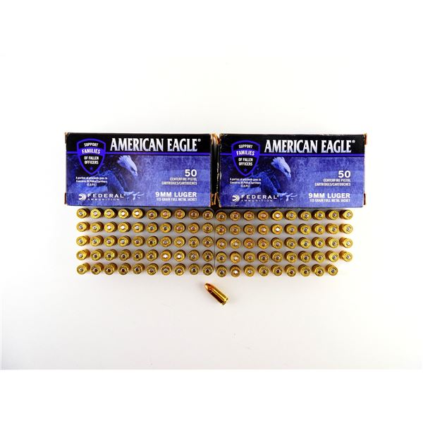 FEDERAL AMERICAN EAGLE 9MM LUGER AMMO LOT