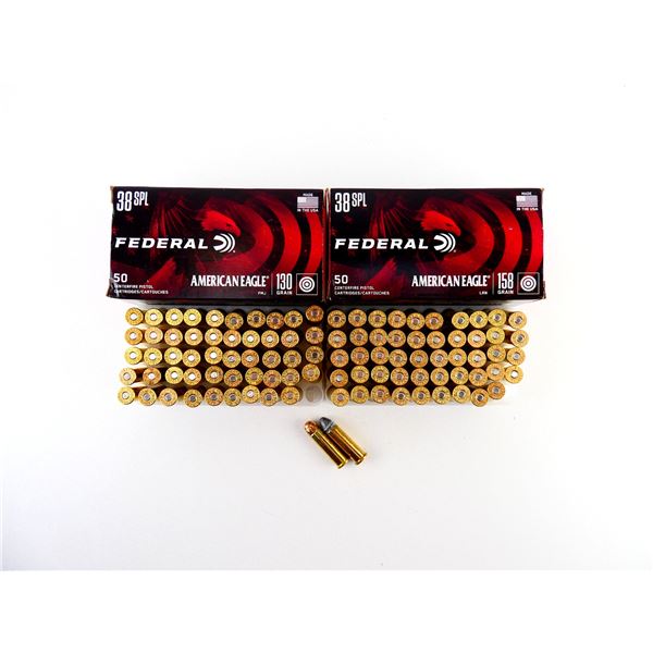 ASSORTED FEDERAL AMERICAN EAGLE .38 SPL AMMO LOT