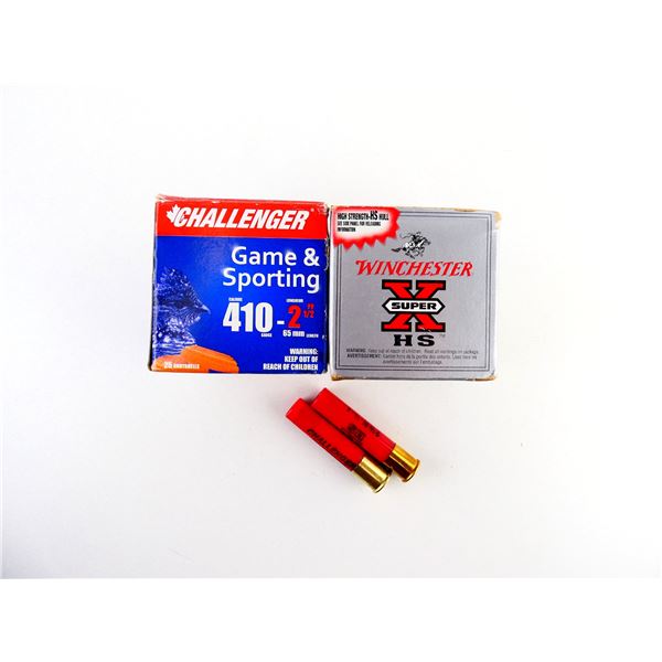 ASSORTED WINCHESTER AND CHALLENGER .410 GAUGE 2 1/2" SHOT SHELL AMMO LOT