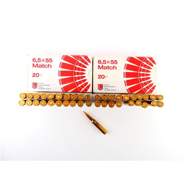LAPUA 6.5X55MM SWEDISH MATCH AMMO AND NON-PRIMED BRASS CASES LOT