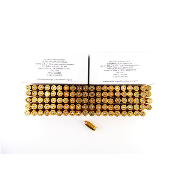 CUSTOM RELOADING .45 ACP FACTORY RELOADED AMMO LOT