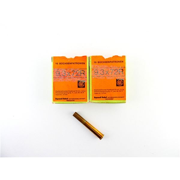PRIMED RWS 9.3X72R BRASS CASES LOT