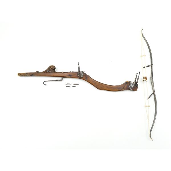 VINTAGE WOODEN RECURVE STONE THROWING CROSS BOW LOT