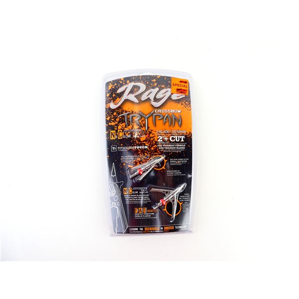 RAGE CROSSBOW TRYPAN 2-BLADE 100 GRN BROADHEADS LOT