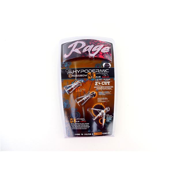 RAGE CROSSBOW HYPODERMIC 2-BLADE 100 GRN BROADHEADS LOT