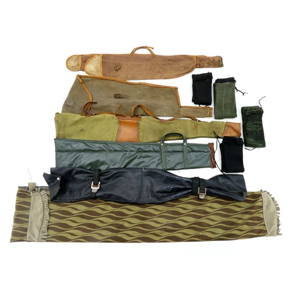 ASSORTED NON-PADDED RIFLE CASES / TAKEDOWN GUN CASES AND GUN SOCKS LOT
