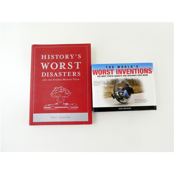 "HISTORY'S WORST DISASTERS" AND "THE WORLD'S WORST INVENTIONS" BOOKS LOT