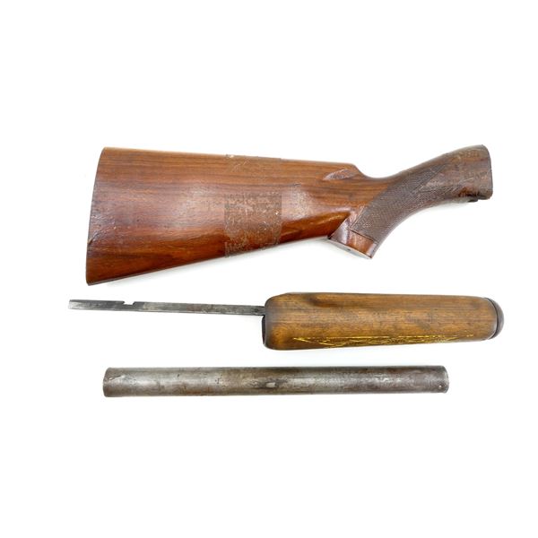 UNKNOWN SHOTGUN BUTT STOCK AND FOREND LOT
