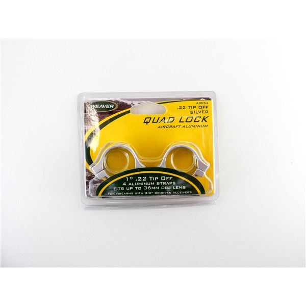 WEAVER 1" .22 TIP OFF SILVER QUAD LOCK RINGS