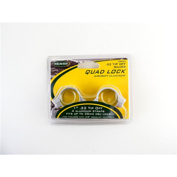WEAVER 1" .22 TIP OFF SILVER QUAD LOCK RINGS