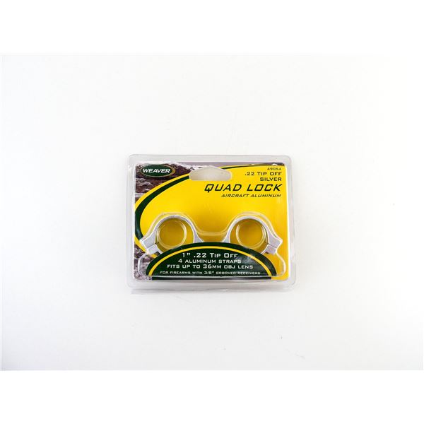 WEAVER 1" .22 TIP OFF SILVER QUAD LOCK RINGS