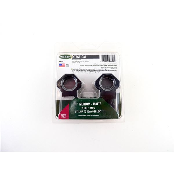 WEAVER TACTICAL 1" MEDIUM 6 HOLE CAPS MATTE RINGS