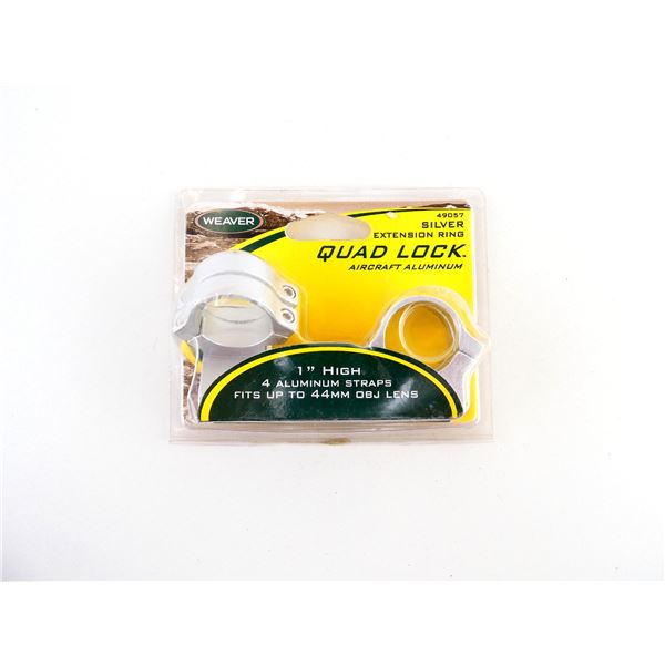 WEAVER QUAD LOCK 1" HIGH EXTENSION RINGS-SILVER