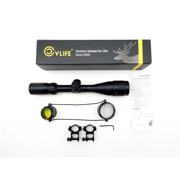 VLIFE 3-9X40MM SCOPE WITH 1" SEE-THRU RINGS