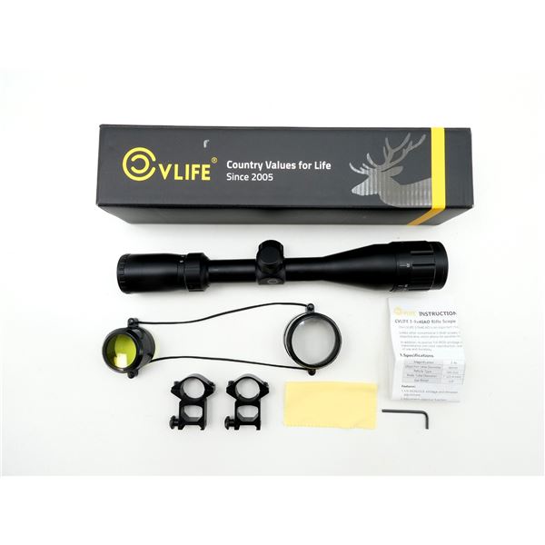 VLIFE 3-9X40MM SCOPE WITH 1" SEE-THRU RINGS