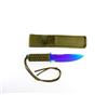 Image 1 : OLYMPIA SURVIVAL RAINBOW TITANIUM FINISH KNIFE WITH SHEATH