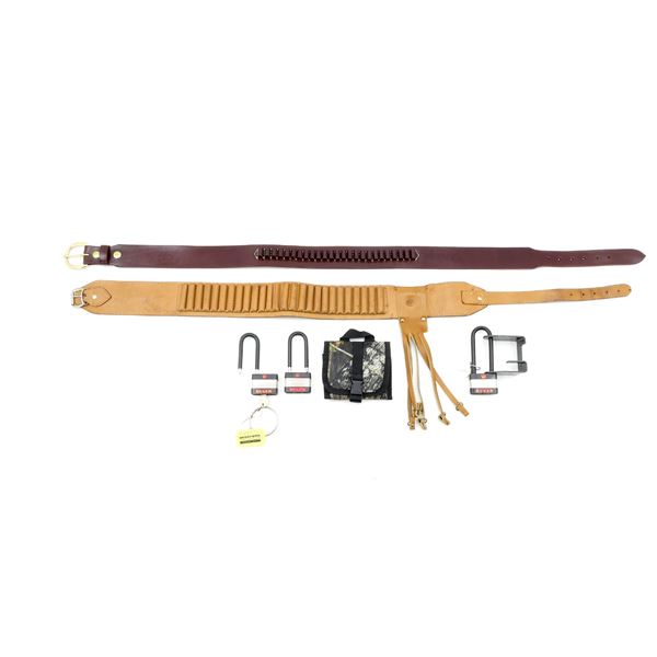 RIFLE AMMO BELTS AND AMMO POUCH LOT