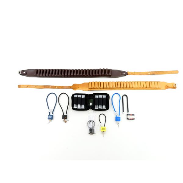 SHOTGUN AMMO BELTS AND CHOKE TUBE POUCH LOT