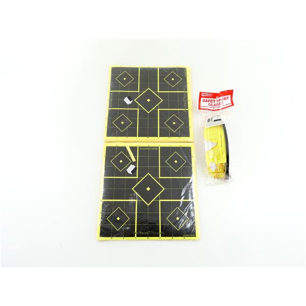 PRO GRADE SHARPSHOOTER TARGETS AND EYE PROTECTION LOT