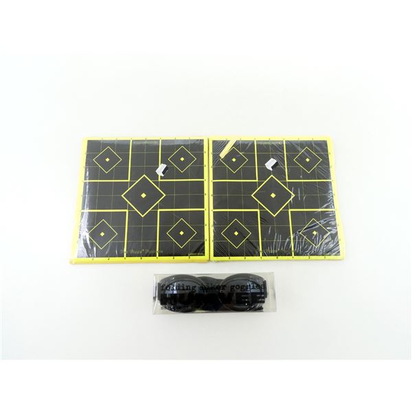 PRO GRADE SHARPSHOOTER TARGETS AND EYE PROTECTION LOT