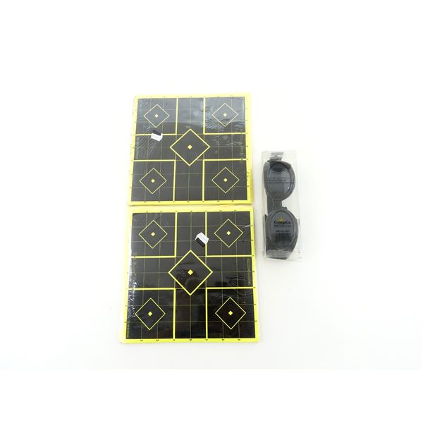 PRO GRADE SHARPSHOOTER TARGETS AND EYE PROTECTION LOT